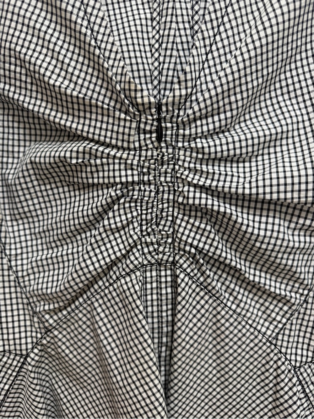 Proenza Schouler White Label Top Puff Sleeve  Handkerchief Hem Gingham Black - Picture 7 of 10